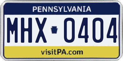 PA license plate MHX0404