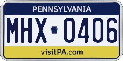 PA license plate MHX0406
