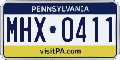 PA license plate MHX0411