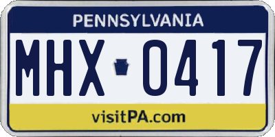 PA license plate MHX0417