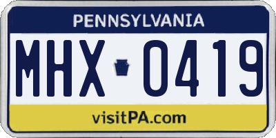 PA license plate MHX0419