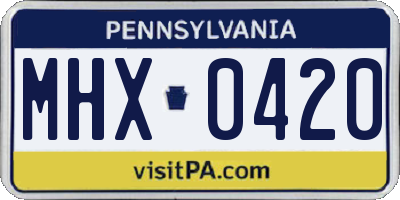 PA license plate MHX0420