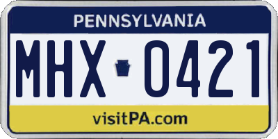 PA license plate MHX0421