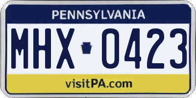 PA license plate MHX0423