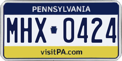 PA license plate MHX0424