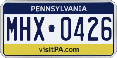 PA license plate MHX0426