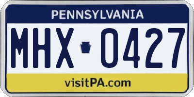 PA license plate MHX0427