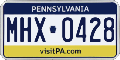 PA license plate MHX0428