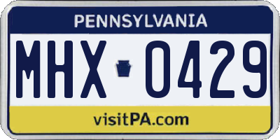 PA license plate MHX0429