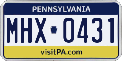 PA license plate MHX0431