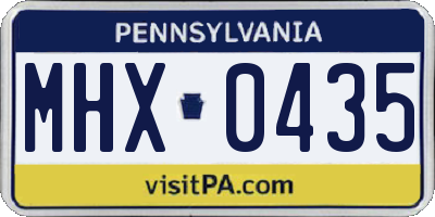 PA license plate MHX0435