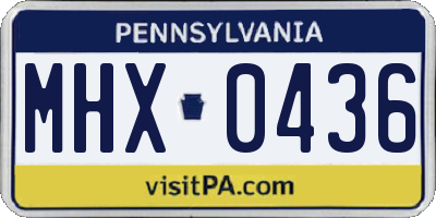 PA license plate MHX0436