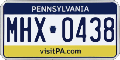 PA license plate MHX0438