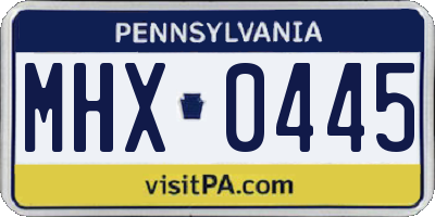 PA license plate MHX0445