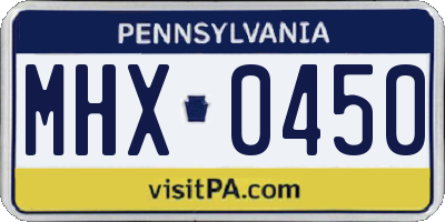 PA license plate MHX0450