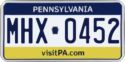 PA license plate MHX0452