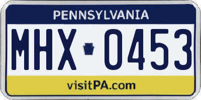 PA license plate MHX0453