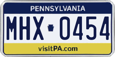 PA license plate MHX0454