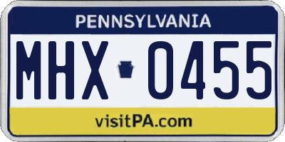PA license plate MHX0455