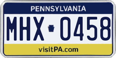 PA license plate MHX0458