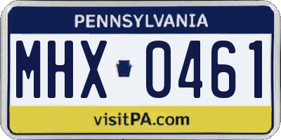 PA license plate MHX0461