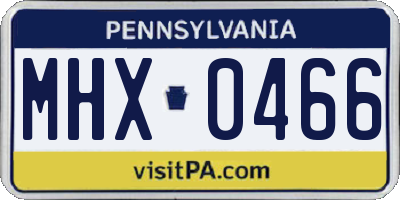 PA license plate MHX0466