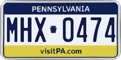 PA license plate MHX0474