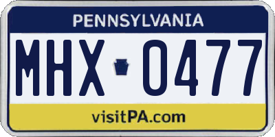 PA license plate MHX0477
