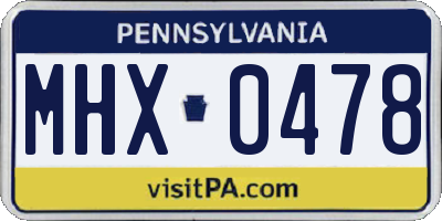 PA license plate MHX0478