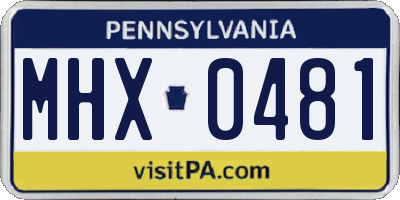 PA license plate MHX0481