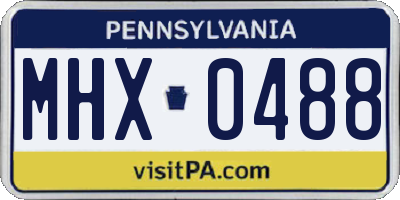PA license plate MHX0488