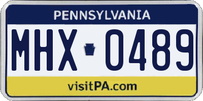 PA license plate MHX0489