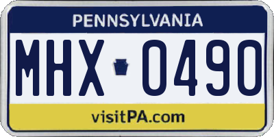 PA license plate MHX0490