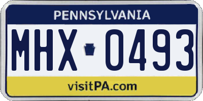 PA license plate MHX0493