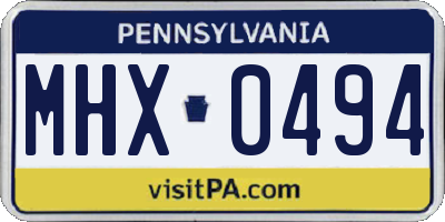 PA license plate MHX0494