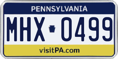 PA license plate MHX0499