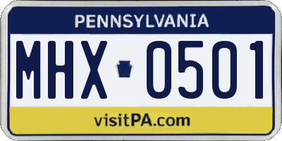 PA license plate MHX0501
