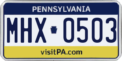 PA license plate MHX0503
