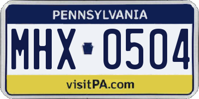 PA license plate MHX0504