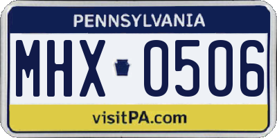 PA license plate MHX0506