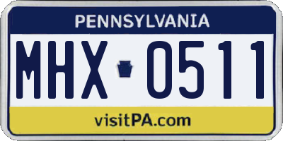 PA license plate MHX0511