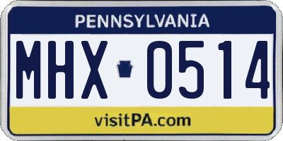 PA license plate MHX0514