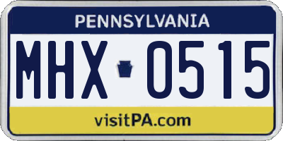 PA license plate MHX0515