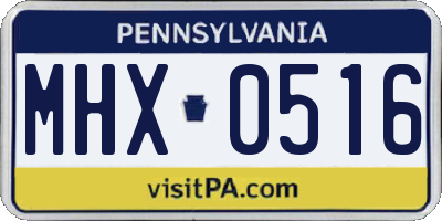PA license plate MHX0516
