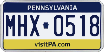 PA license plate MHX0518