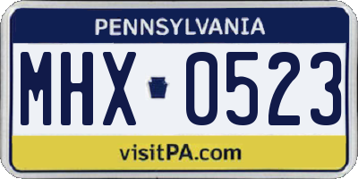 PA license plate MHX0523