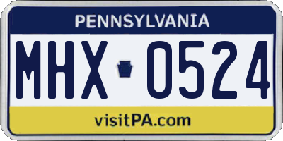 PA license plate MHX0524