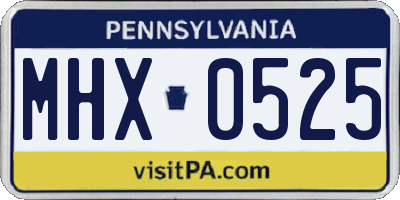 PA license plate MHX0525