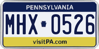 PA license plate MHX0526
