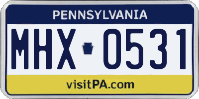PA license plate MHX0531